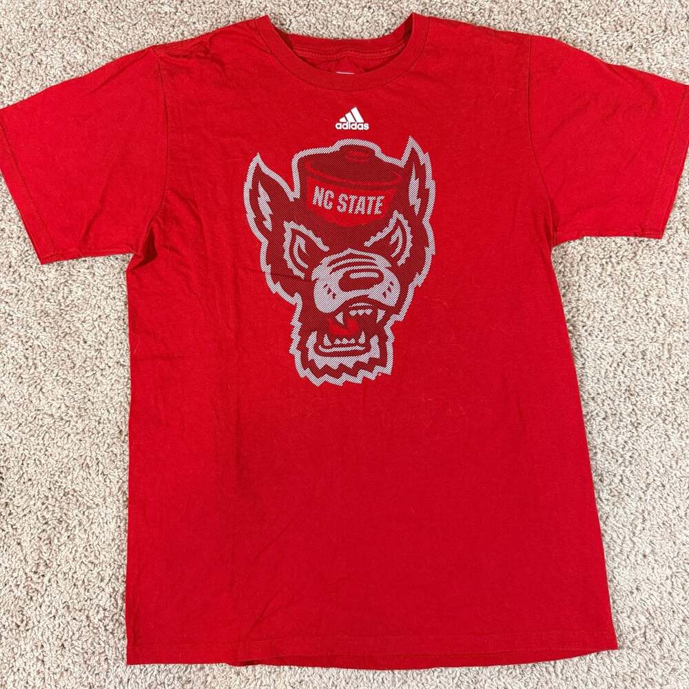 Adidas NC State Wolfpack T Shirt Red Graphic Logo‎ NCAA Mens Medium EUC